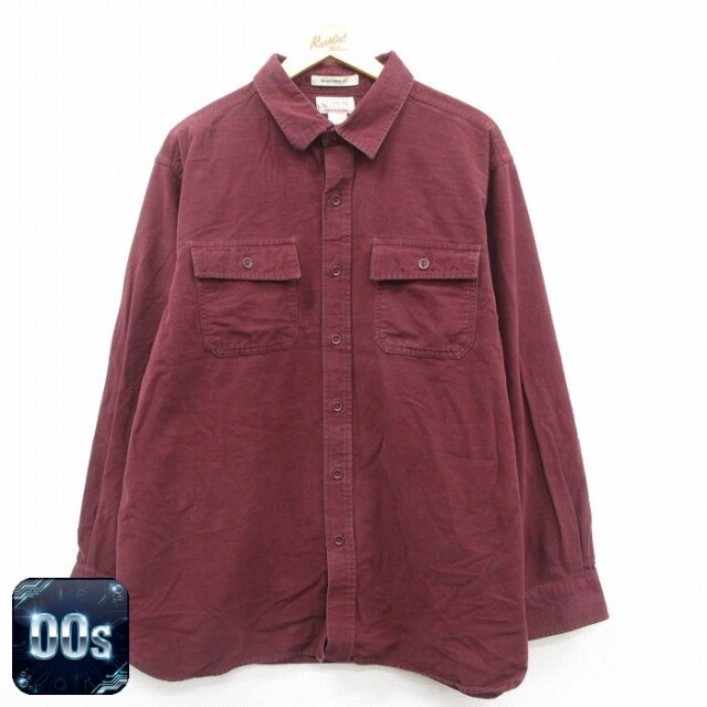 エルエルビーン 00s 長袖フランネルシャツ シャモアクロス バーガンディ XL | 古着