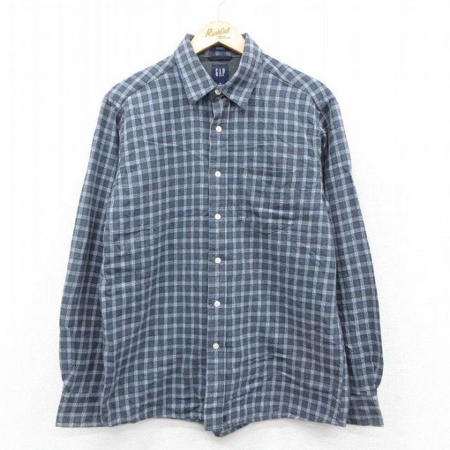 L★古着 ギャップ GAP 長袖 フランネル シャツ メンズ 00年代 00s コットン グレー他 25oct29 中古 トップス
