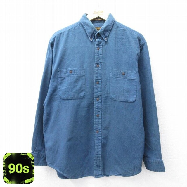 【50%OFF】エディーバウアー 90s 長袖フランネルシャツ ネイビー L | 古着