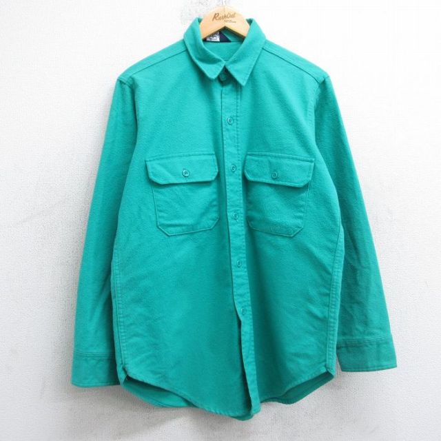 【20%OFF】L★古着 ウールリッチ 長袖 ヘビー フランネル シャツ メンズ 80年代 80s USA製 緑 25nov13