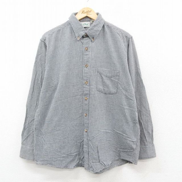 XL★古着 エルエルビーン 長袖 フランネル シャツ メンズ 90年代 90s コットン ボタンダウン USA製 黒他 チェック【spe】 25nov20