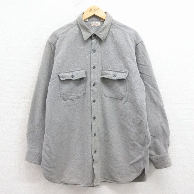 【20%OFF】XL★古着 エルエルビーン 長袖 ヘビー フランネル シャツ メンズ 90年代 90s シャモアクロス 大きいサイズ コットン USA製 グレー 25nov22