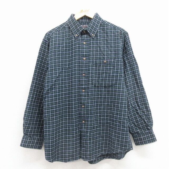 00s 長袖フランネルシャツ チェック ネイビー XL | 古着