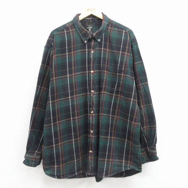 レッドヘッド 長袖フランネルシャツ チェック グリーン XL | 古着