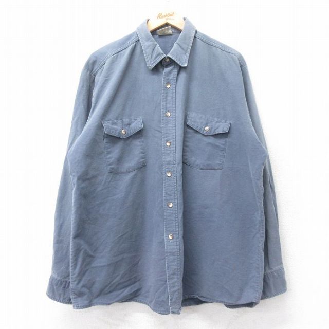 XL★古着 ファイブブラザー 長袖 ヘビー フランネル シャツ メンズ 90年代 90s 大きいサイズ コットン グレー 25nov25