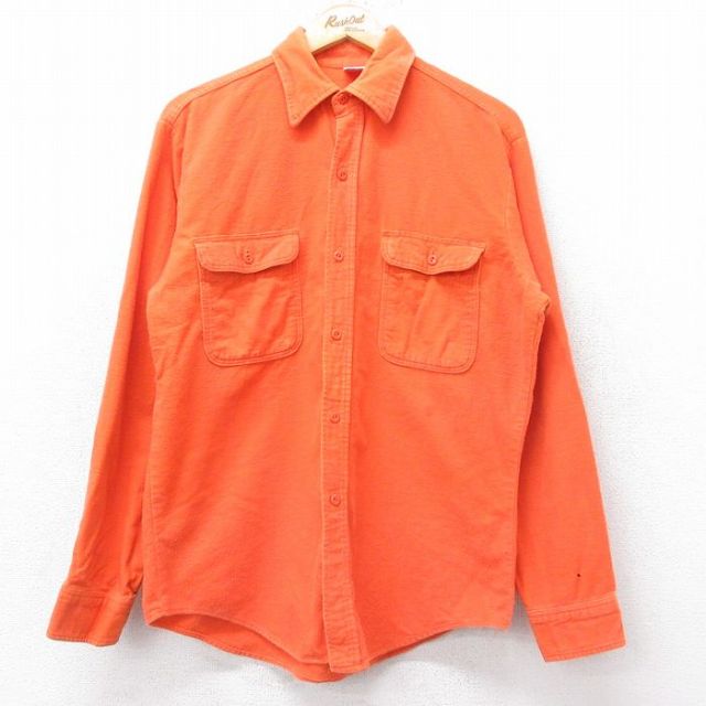 ビッグマック 70s 長袖フランネルシャツ ヘビー オレンジ L | 古着