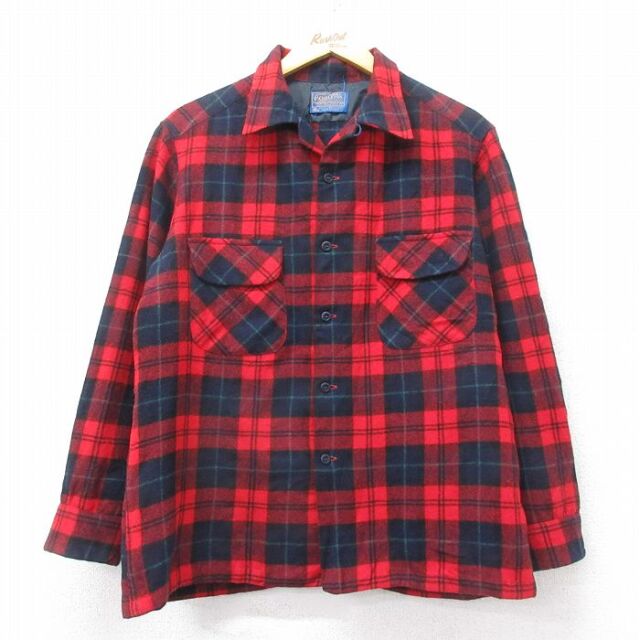 PENDLETON / 長袖シャツ/S/ウール/RED/80s 古着通販 L☆古着 ペンドルトン 長袖 ウール ボード シャツ メンズ 80