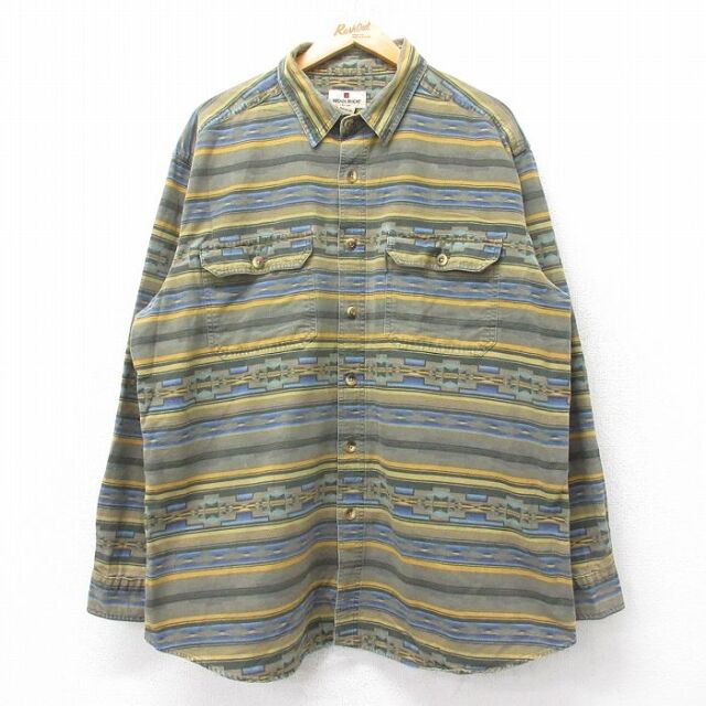 ウールリッチ 長袖フランネルシャツ ネイティブ柄 グレー XL | 古着
