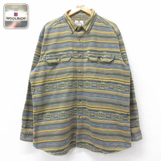 【50%OFF】ウールリッチ 長袖フランネルシャツ ネイティブ柄 グレー XL | 古着