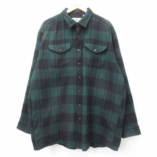 エルエルビーン 90s 長袖シャツ チェック グリーン XL | 古着