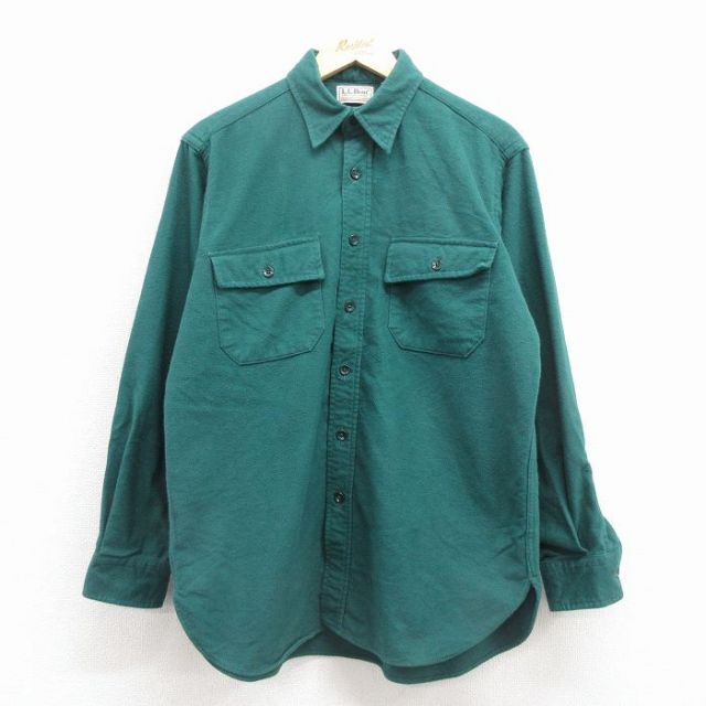 【20%OFF】L★古着 エルエルビーン 長袖 フランネル シャツ メンズ 90年代 90s シャモアクロス 緑【spe】 25dec06