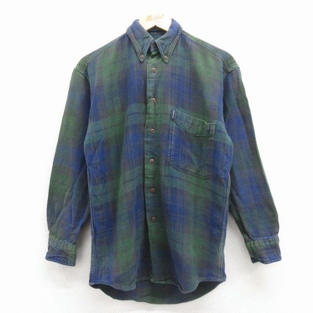 【20%OFF】M★古着 ラルフローレン チャップス 長袖 ブランド フランネル シャツ メンズ 80年代 80s コットン ボタンダウン 緑他 チェック 25dec06