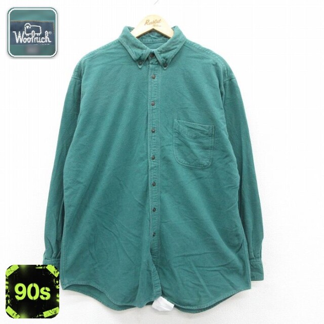 【50%OFF】ウールリッチ 90s 長袖フランネルシャツ グリーン XL | 古着