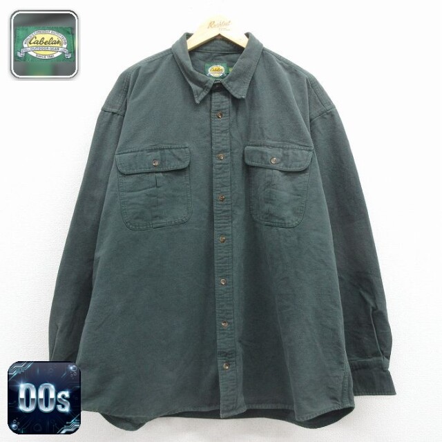 【50%OFF】カベラス 00s 長袖フランネルシャツ ヘビー グリーン XL | 古着