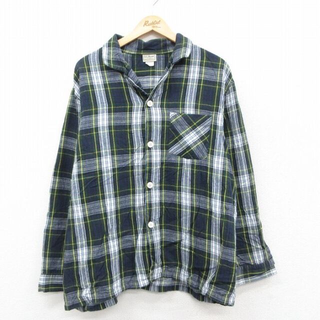エルエルビーン 00s 長袖フランネルシャツ チェック ネイビー XL | 古着