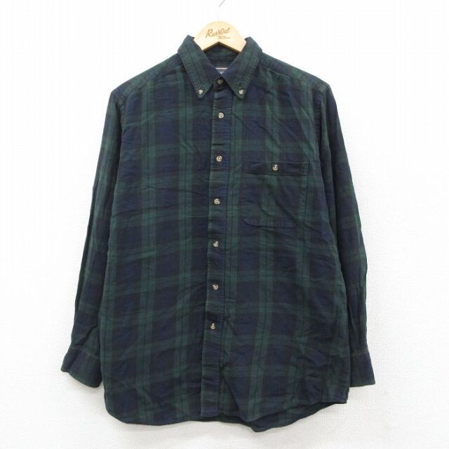 90s 長袖フランネルシャツ ブラックウォッチ グリーン L | 古着