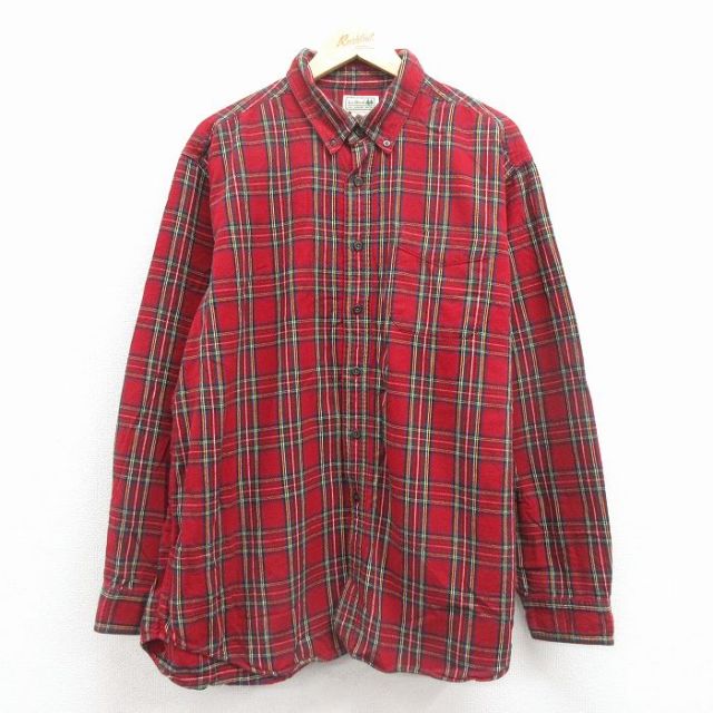 【20%OFF】エルエルビーン 00s 長袖フランネルシャツ タータンチェック レッド XL | 古着