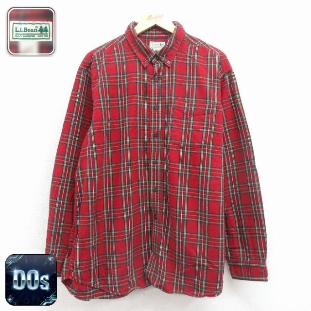 【50%OFF】エルエルビーン 00s 長袖フランネルシャツ タータンチェック レッド XL | 古着
