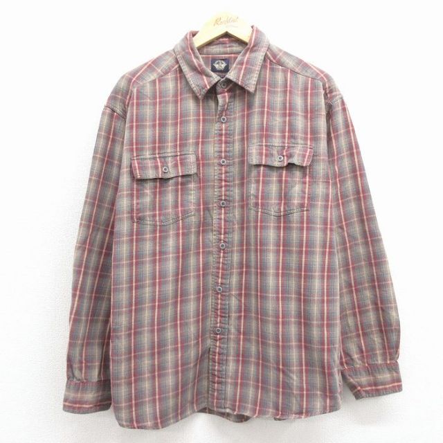 XL★古着 ドッカーズ 長袖 フランネル シャツ メンズ 00年代 00s 大きいサイズ コットン エンジ他 チェック 25dec24