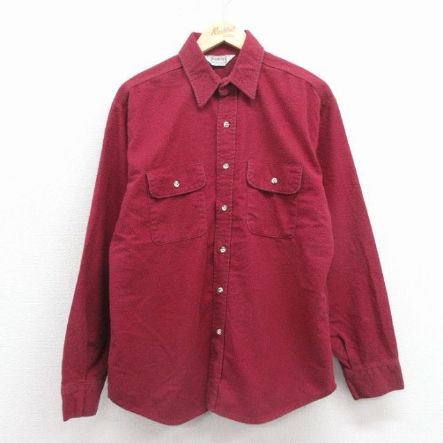 XL★古着 ファイブブラザー 長袖 フランネル シャツ メンズ 80年代 80s USA製 エンジ 26jan07