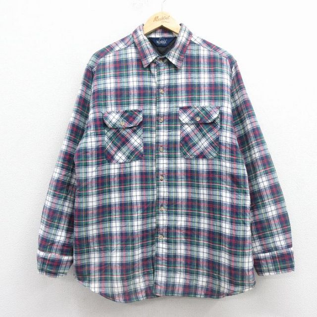 ウールリッチ 90s 長袖フランネルシャツ 紺チェック XL | 古着