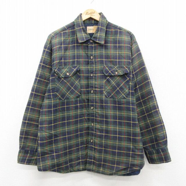 セントジョンズベイ 90s 長袖シャツ 内側キルティング グリーン XL | 古着