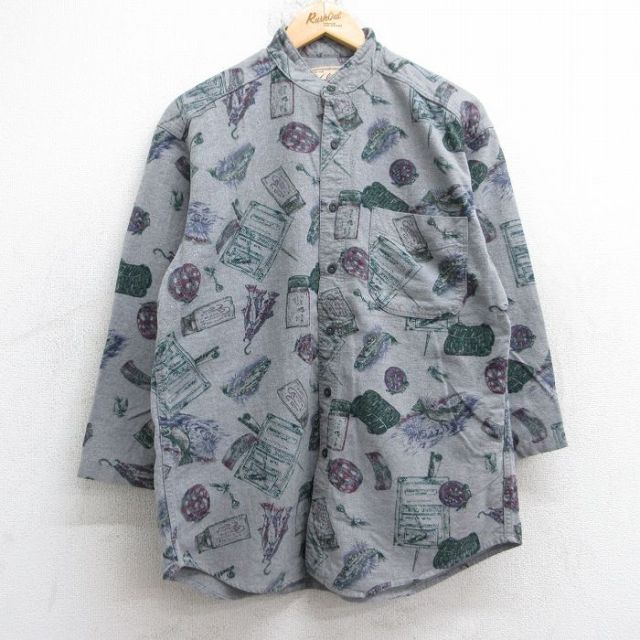 ウールリッチ 90s 7分袖フランネルシャツ 総柄 グレー L | 古着