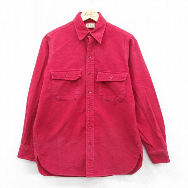エルエルビーン 80s 長袖フランネルシャツ ヘビー バーガンディ M | 古着