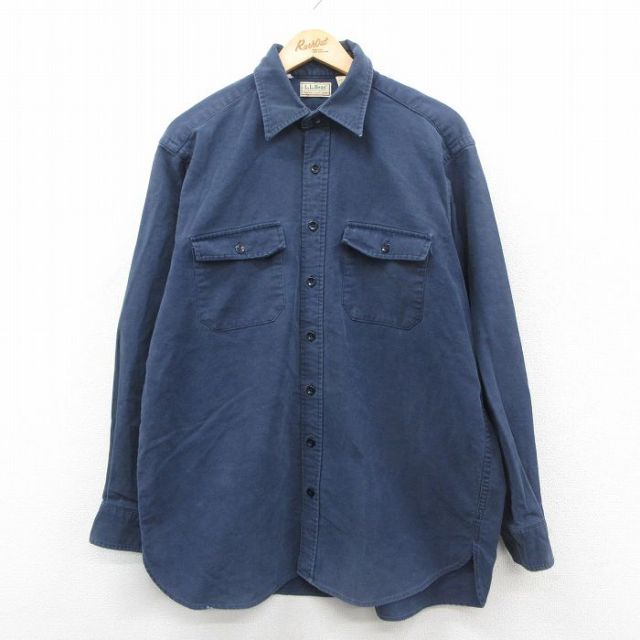 【20%OFF】エルエルビーン 80s 長袖フランネルシャツ ヘビー ネイビー XL | 古着
