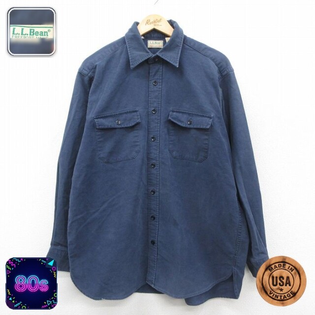 【50%OFF】エルエルビーン 80s 長袖フランネルシャツ ヘビー ネイビー XL | 古着