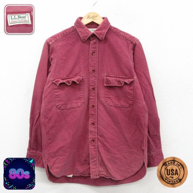 【50%OFF】エルエルビーン 80s 長袖フランネルシャツ ヘビー バーガンディ M | 古着