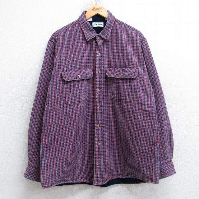 エルエルビーン 90s 長袖フランネルシャツ チェック レッド XL | 古着