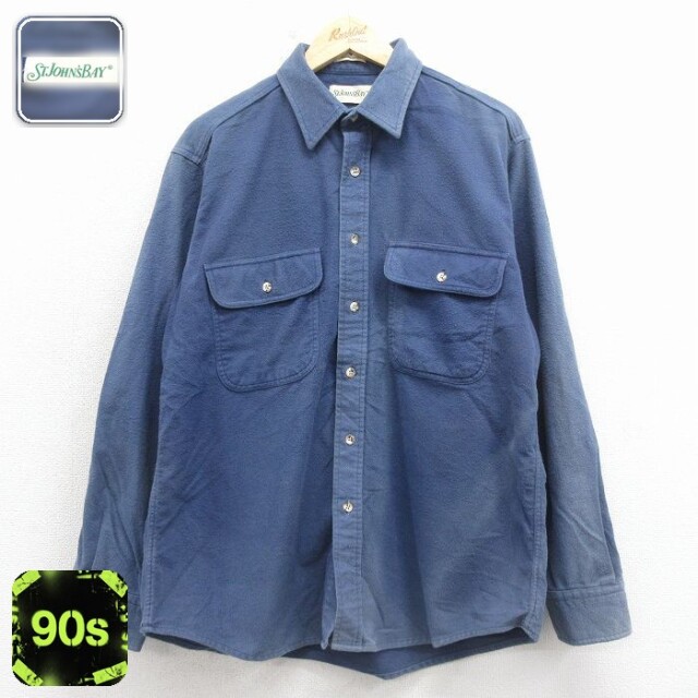 【50%OFF】セントジョンズベイ 90s 長袖フランネルシャツ シャモアクロス ネイビー L | 古着