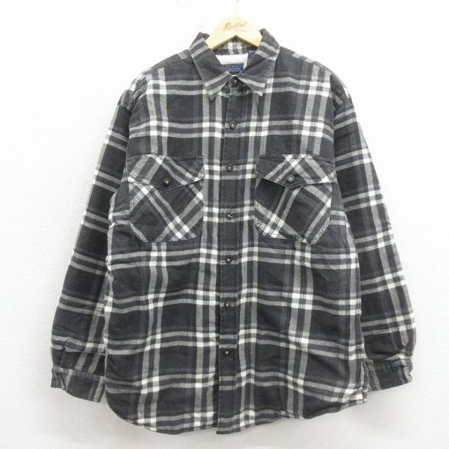 ベーシックエディションズ 90s 長袖フランネルシャツ 内側ボア ブラック L | 古着