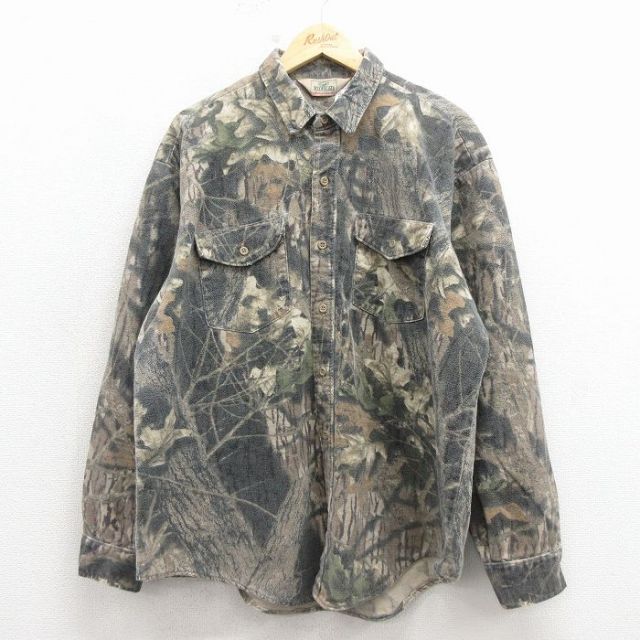 レッドヘッド 90s 長袖フランネルシャツ 迷彩 ブラウン XL | 古着