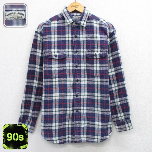 【50%OFF】アメリカンイーグル 90s 長袖フランネルシャツ チェック ネイビー L | 古着