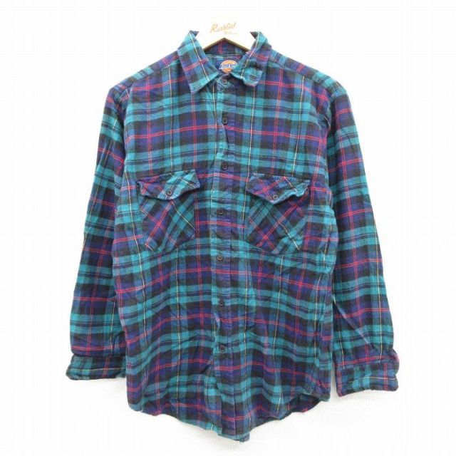 ディッキーズ 90s 長袖フランネルシャツ グリーンチェック M | 古着