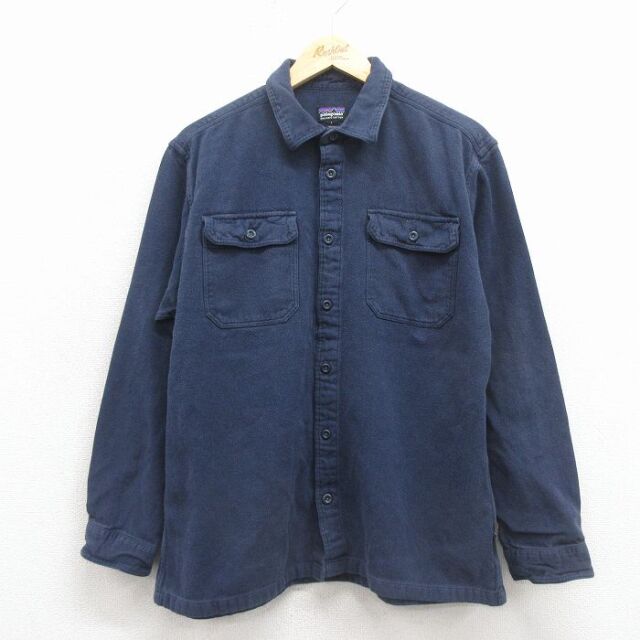 L★古着 パタゴニア patagonia 長袖 フランネル シャツ メンズ オーガニックコットン 濃紺 26feb10