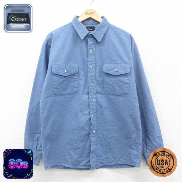 【50%OFF】CODET 80s 長袖フランネルシャツ ネイビー L | 古着