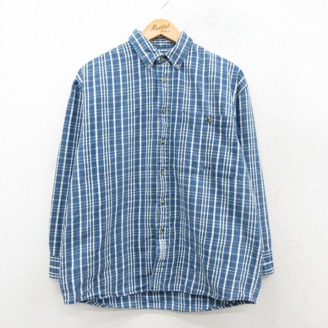ドッカーズ 90s 長袖フランネルシャツ ネイビーチェック L | 古着