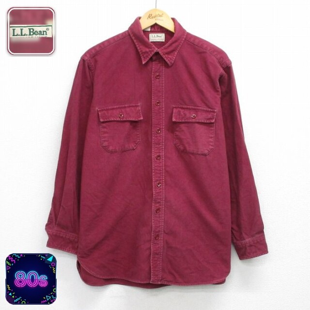 【50%OFF】エルエルビーン 80s フランネルシャツ バーガンディ XL | 古着