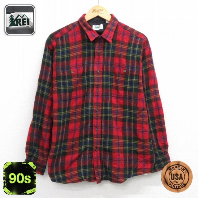 【50%OFF】REI 90s 長袖シャツ タータン レッド L | 古着
