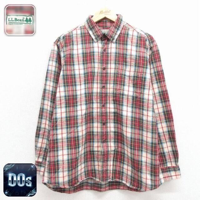 【50%OFF】エルエルビーン 00s 長袖フランネルシャツ レッドチェック XL | 古着