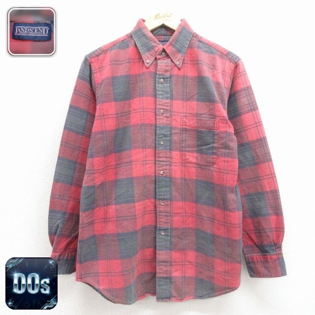 【50%OFF】ランズエンド 00s 長袖フランネルシャツ レッドチェック L | 古着