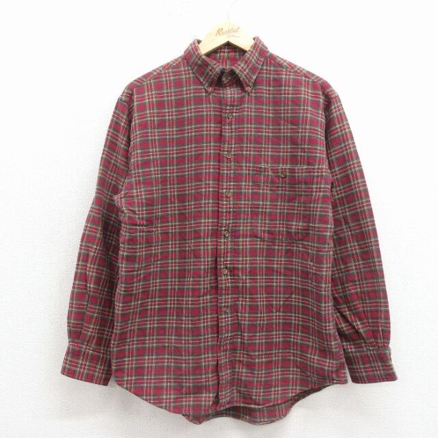 ランズエンド 00s 長袖フランネルシャツ レッドチェック L | 古着