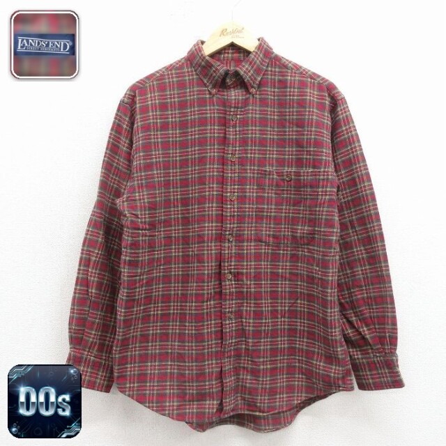 【50%OFF】ランズエンド 00s 長袖フランネルシャツ レッドチェック L | 古着