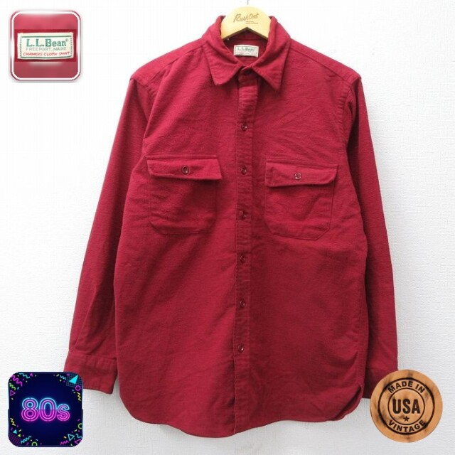 【50%OFF】エルエルビーン 80s 長袖フランネルシャツ バーガンディ L | 古着