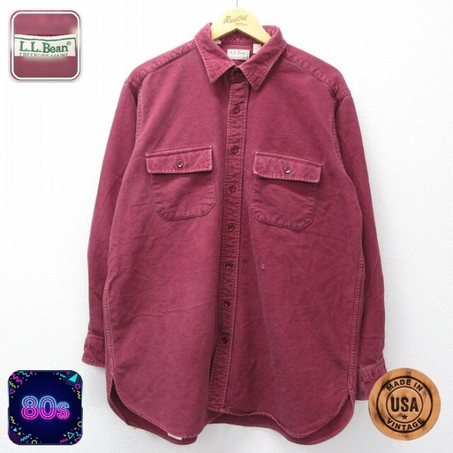 【50%OFF】エルエルビーン 80s フランネルシャツ バーガンディ XL | 古着