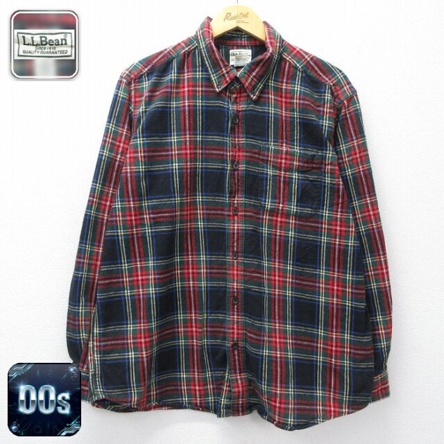 【50%OFF】エルエルビーン 00s 長袖フランネルシャツ タータンチェック グリーン XL | 古着