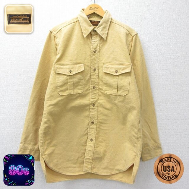 【50%OFF】エディーバウアー 80s 長袖フランネルシャツ ヘビー イエロー L | 古着